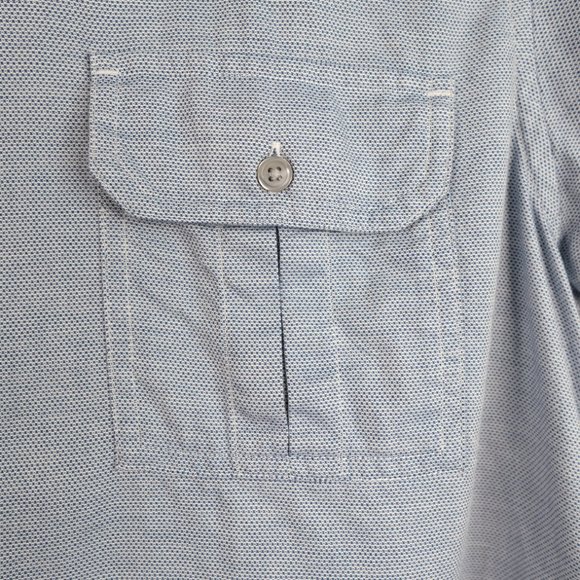 Marc Anthony Slim Fit XXL Blue Short Sleeve Button Up Shirt Double Pocket - Picture 5 of 7